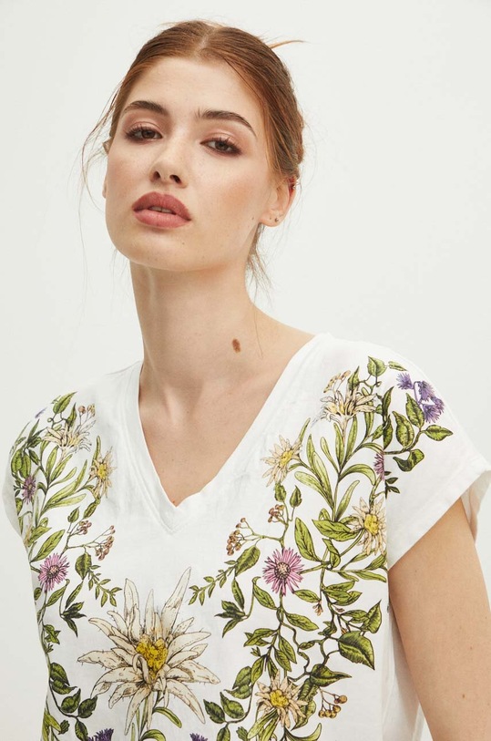 T-shirt bawełniany damski z kolekcji Tatrzański Park Narodowy x Medicine kolor beżowy RS24.TSDA53 beżowy