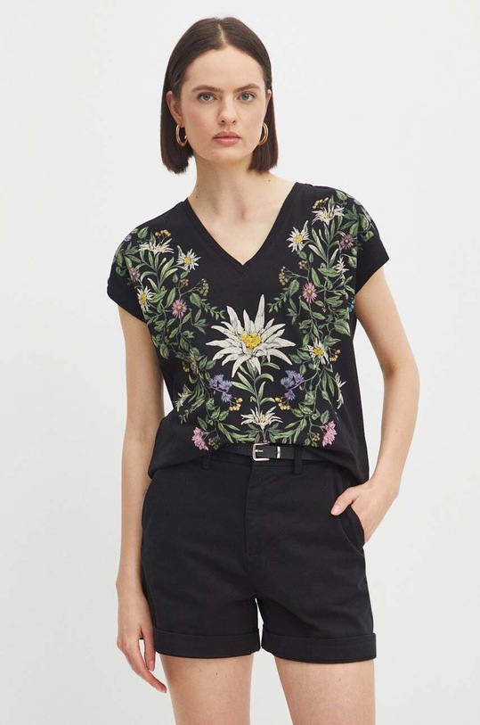 Bavlněné tričko dámské z kolekce Tatra National Park x Medicine černá barva RS24.TSDA53 černá RS24