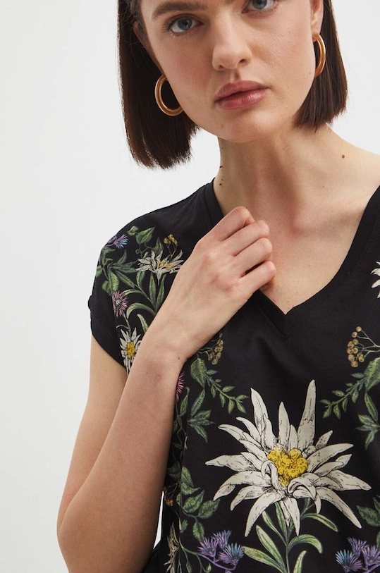 Bavlněné tričko dámské z kolekce Tatra National Park x Medicine černá barva RS24.TSDA53 černá