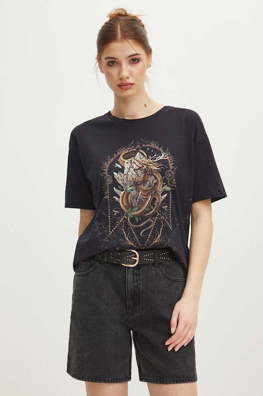 T-shirt bawełniany damski z kolekcji Tatra Legends kolor czarny RS24.TSDA56 czarny RS24