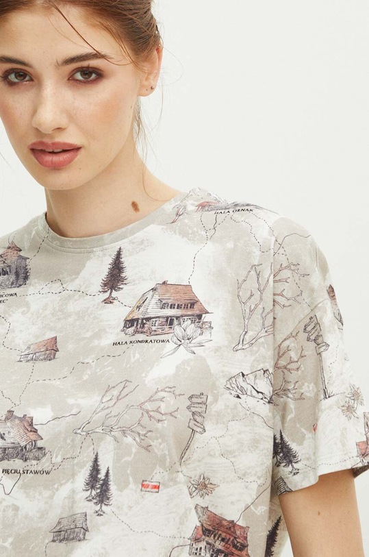 T-shirt bawełniany damski z kolekcji Tatrzański Park Narodowy x Medicine kolor beżowy RS24.TSDA61 beżowy