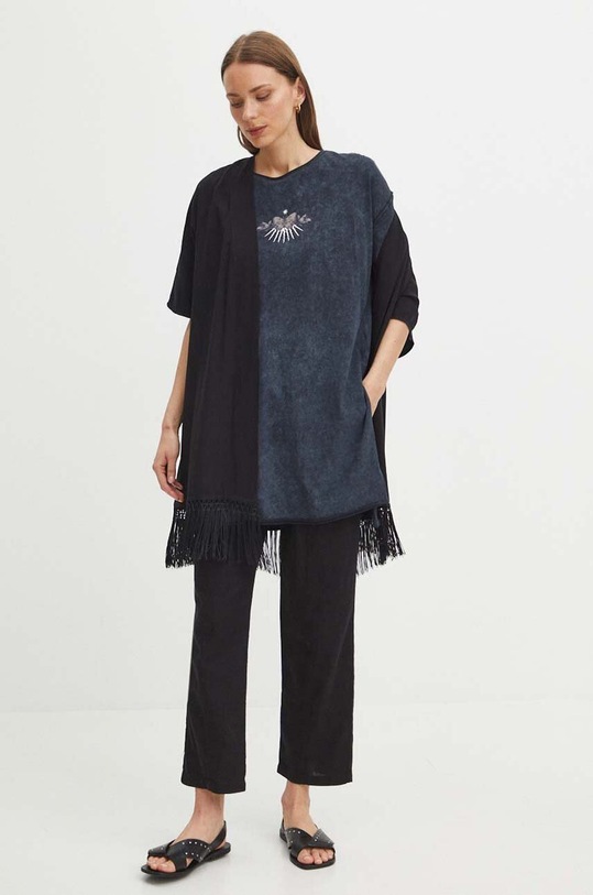 T-shirt bawełniany damski z nadrukiem kolor czarny RS24.TSDB00 czarny RS24