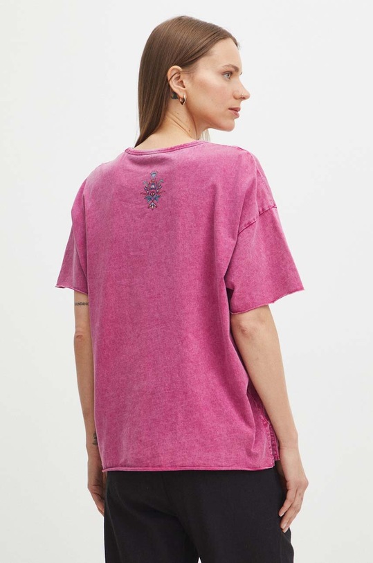 Odzież T-shirt bawełniany damski z nadrukiem kolor różowy RS24.TSDB03 różowy