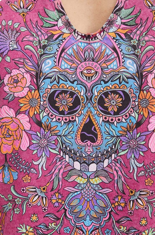 T-shirt bawełniany damski z nadrukiem kolor różowy RS24.TSDB03 różowy