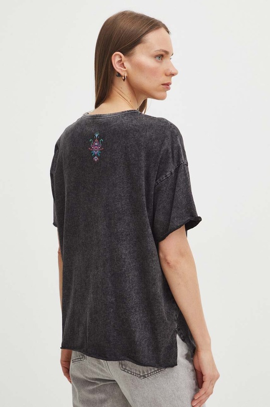 Odzież T-shirt bawełniany damski z nadrukiem kolor czarny RS24.TSDB03 czarny