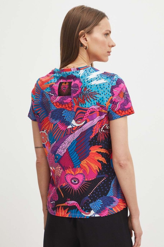 Odzież T-shirt bawełniany damski z domieszką elastanu wzorzysty kolor multicolor RS24.TSDB06 multicolor