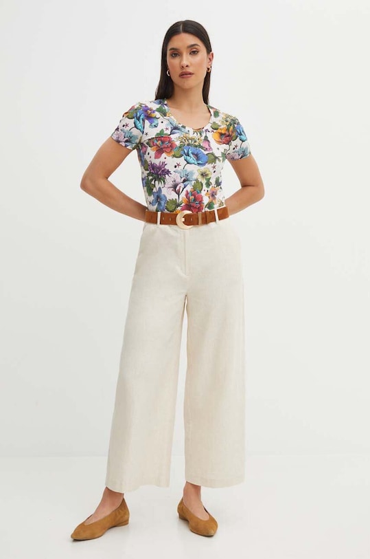 Bavlněné tričko béžová barva slim béžová RS24.TSDC02