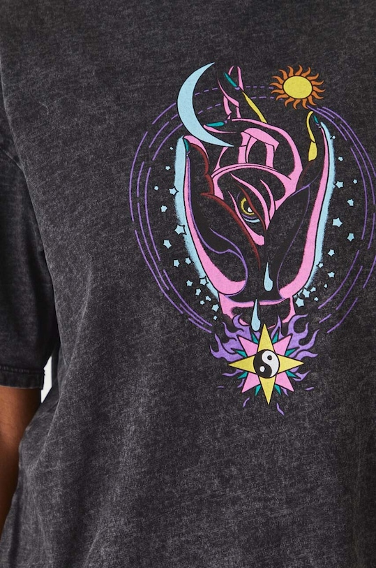 T-shirt bawełniany damski z nadrukiem Tattoo Art by Oliwia Zaciera - Spirit Voyager kolor szary RS24.TSDC51 szary