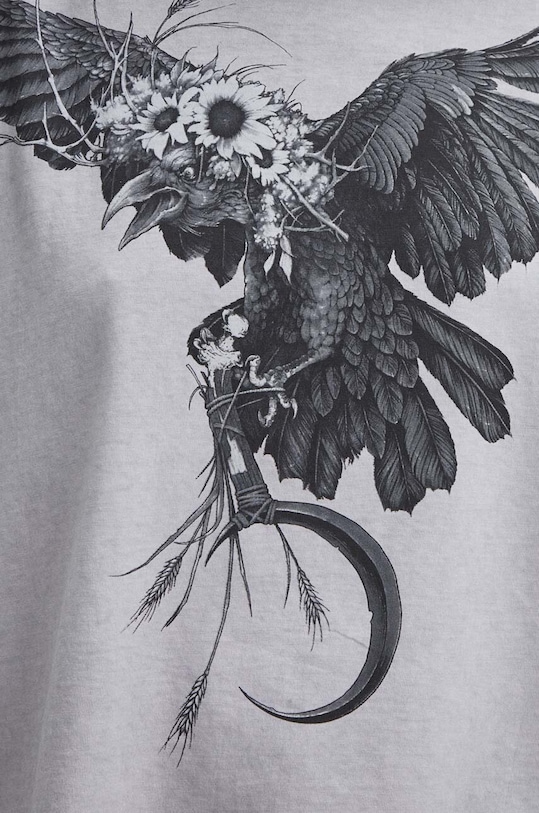 Bavlnené tričko dámske s potlačou Tattoo Art šedá farba RS24.TSDC57