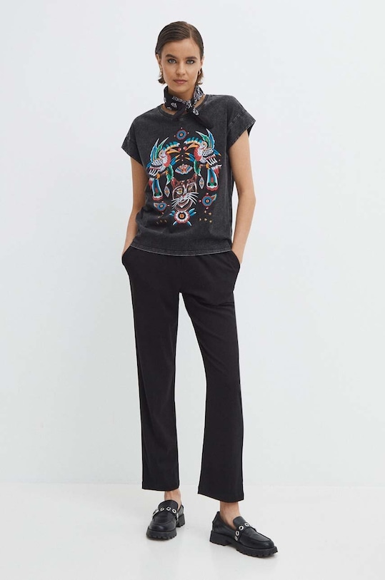 Bavlnené tričko dámske s potlačou Tattoo Art šedá farba RS24.TSDC58 sivá RS24