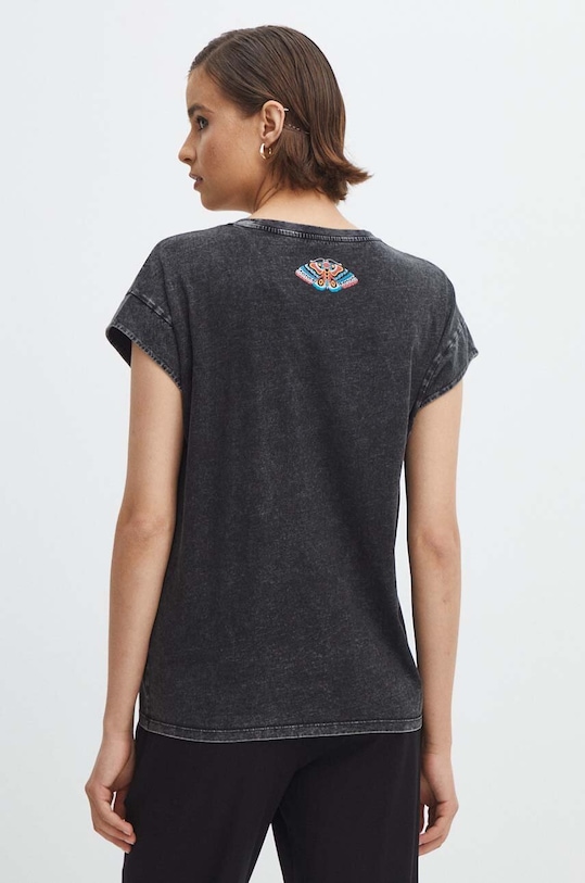 Bavlnené tričko dámske s potlačou Tattoo Art šedá farba sivá RS24.TSDC58