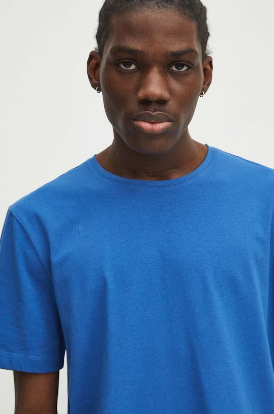 Bavlnené tričko pánske s elastanom hladké modrá farba RS24.TSM010 modrá RS24