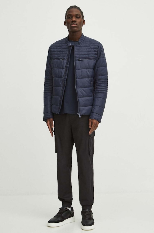 T-shirt bawełniany męski z domieszką elastanu gładki kolor granatowy RS24.TSM010 granatowy RS24