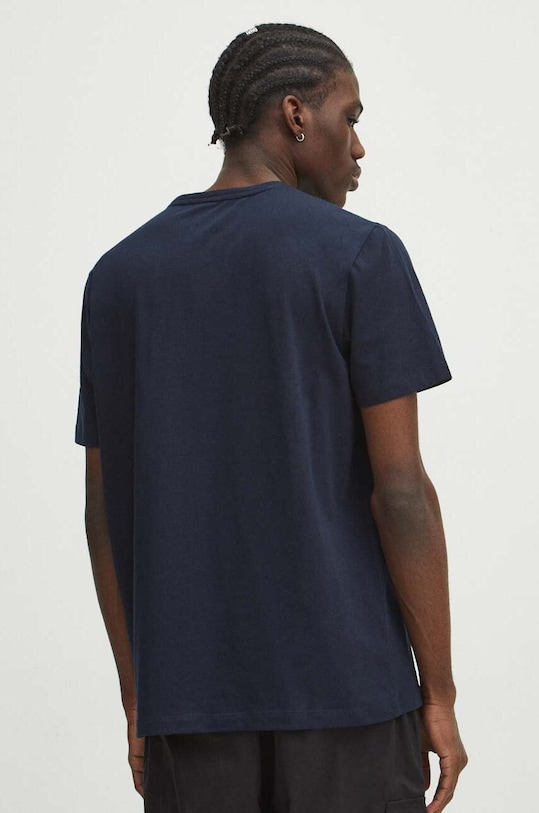 Odzież T-shirt bawełniany męski z domieszką elastanu gładki kolor granatowy RS24.TSM010 granatowy