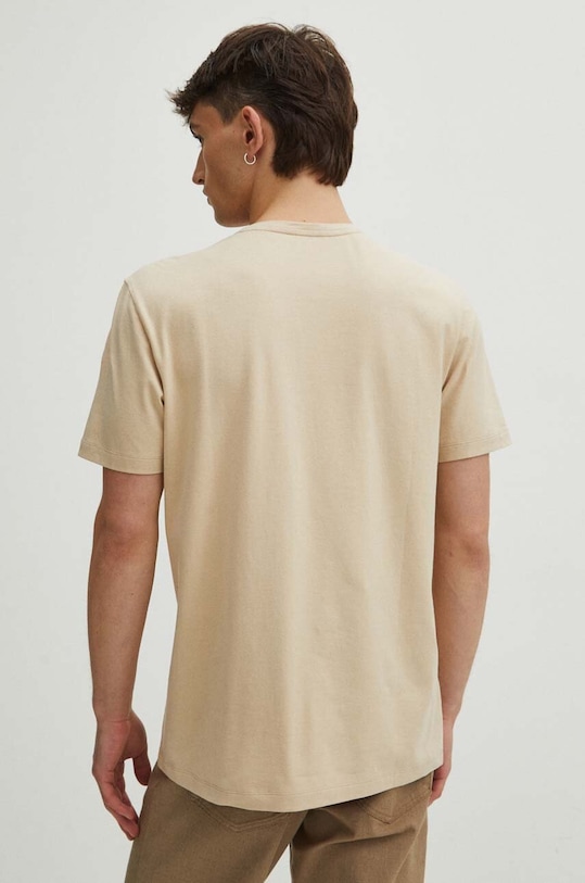 Odzież T-shirt bawełniany męski z domieszką elastanu kolor beżowy RS24.TSM011 beżowy