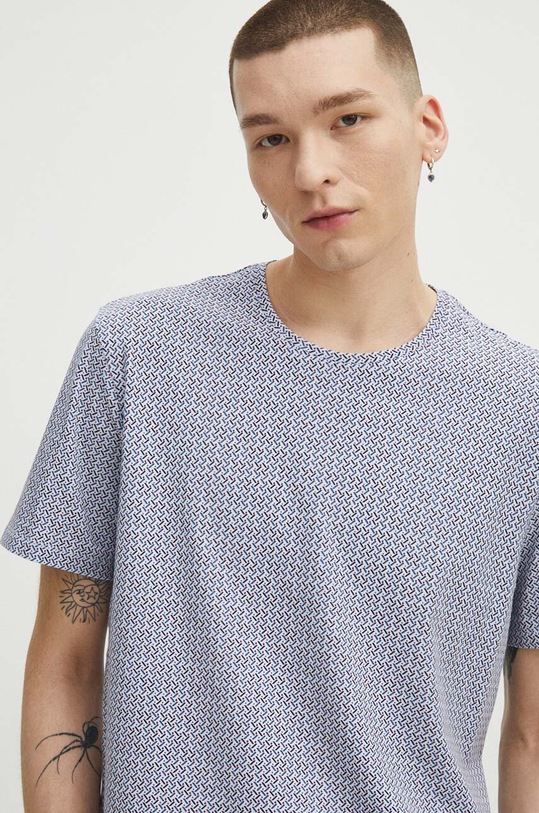 T-shirt bawełniany męski z domieszką elastanu kolor niebieski niebieski RS24.TSM022