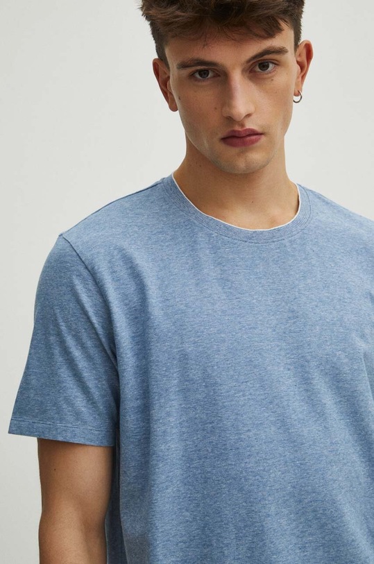 T-shirt bawełniany męski z domieszką elastanu kolor niebieski RS24.TSM040 niebieski RS24