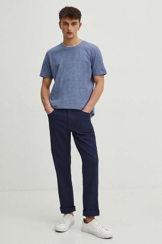 Bavlněné tričko tmavomodrá barva regular námořnická modř RS24.TSM040