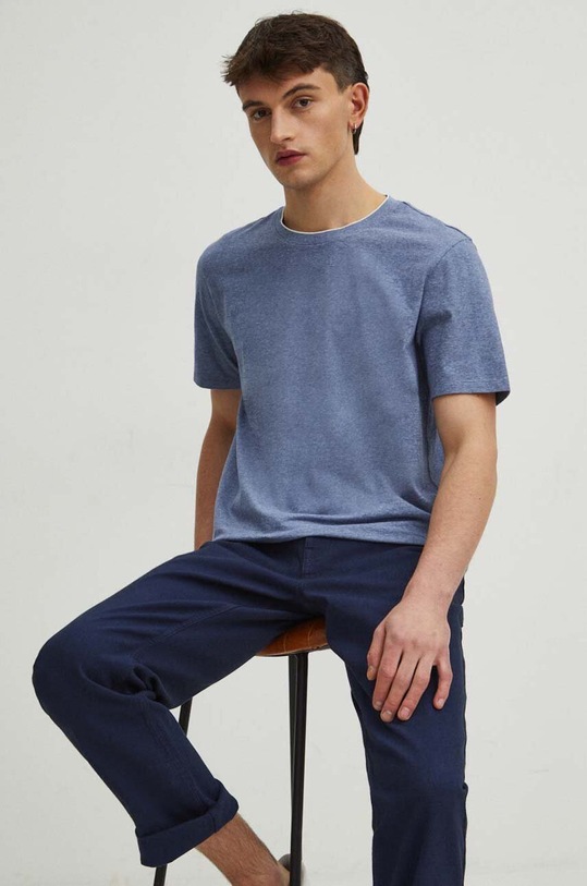 Bavlněné tričko tmavomodrá barva RS24.TSM040 námořnická modř RS24