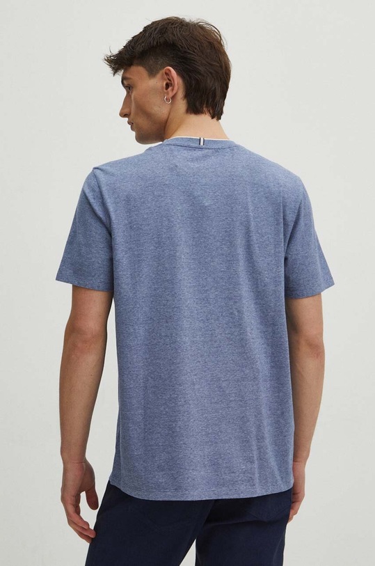 Odzież T-shirt bawełniany męski z domieszką elastanu kolor granatowy RS24.TSM040 granatowy