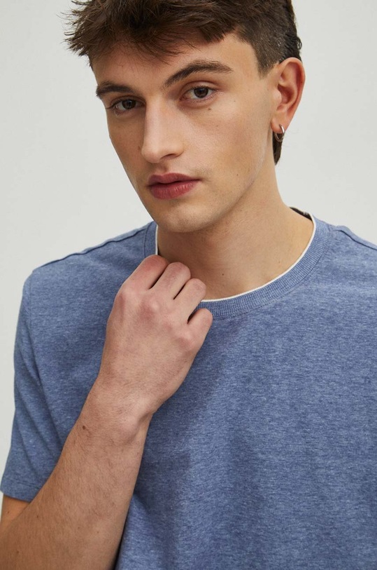 T-shirt bawełniany męski z domieszką elastanu kolor granatowy granatowy RS24.TSM040