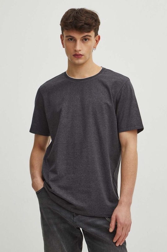 T-shirt bawełniany męski z domieszką elastanu kolor czarny czarny RS24.TSM040