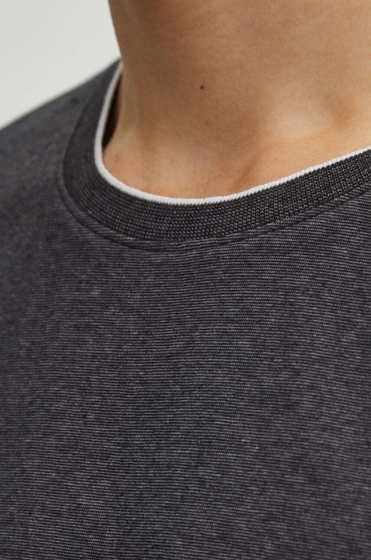 T-shirt bawełniany męski z domieszką elastanu kolor czarny RS24.TSM040 czarny