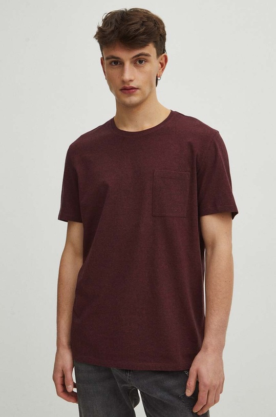 T-shirt bawełniany męski z domieszką elastanu kolor bordowy bordowy RS24.TSM041