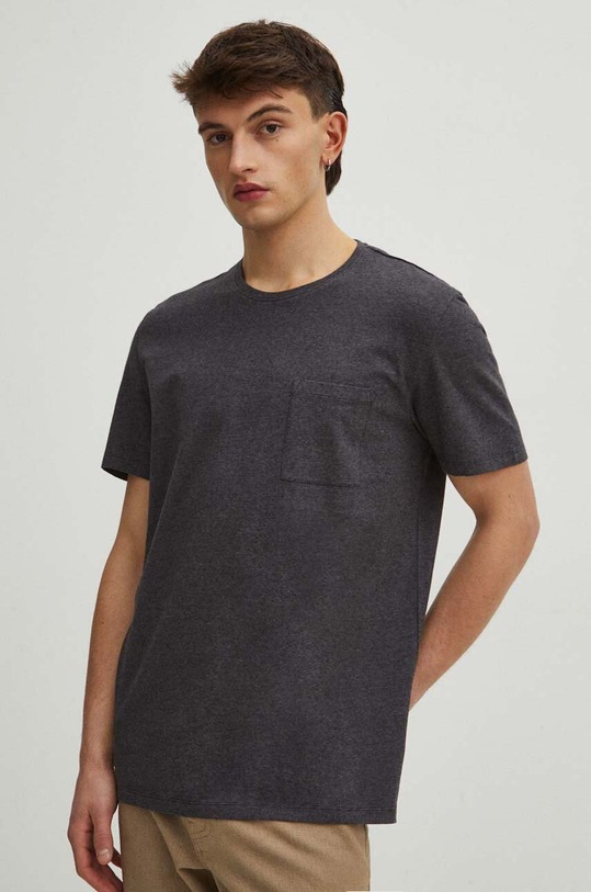 T-shirt bawełniany męski z domieszką elastanu kolor czarny RS24.TSM041 czarny RS24