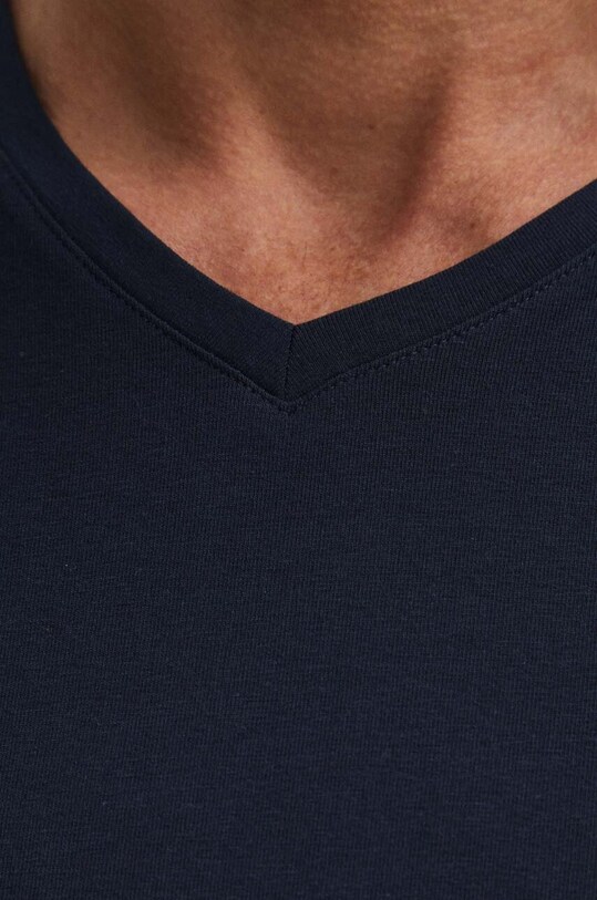 T-shirt bawełniany męski z elastanem gładki kolor granatowy RS24.TSM054 granatowy
