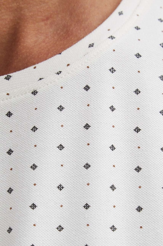 T-shirt bawełniany męski z dzianiny strukturalnej kolor beżowy RS24.TSM055 beżowy