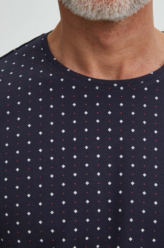 Bavlnené tričko pánske zo štruktúrneho úpletu tmavomodrá farba RS24.TSM055 tmavomodrá