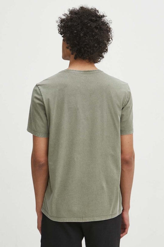 Odzież T-shirt bawełniany męski z efektem sprania kolor zielony RS24.TSM072 zielony
