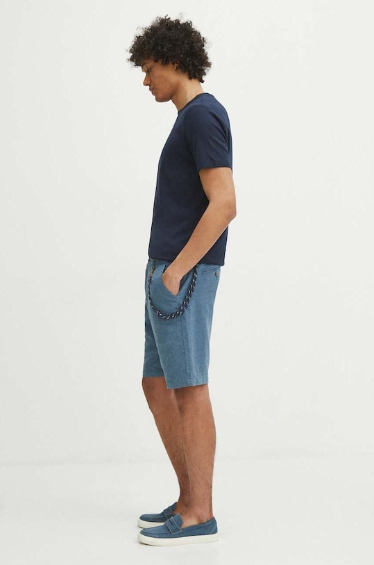 T-shirt męski gładki z domieszką elastanu i modalu kolor granatowy RS24.TSM073 granatowy RS24