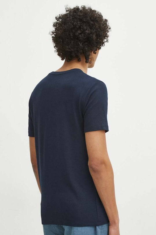 Odzież T-shirt męski gładki z domieszką elastanu i modalu kolor granatowy RS24.TSM073 granatowy