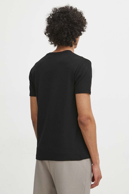 Odzież T-shirt męski gładki z domieszką elastanu i modalu kolor czarny RS24.TSM073 czarny