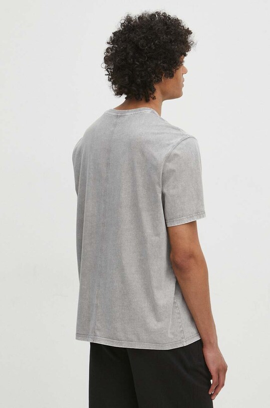 Odzież T-shirt bawełniany męski z efektem sprania kolor szary RS24.TSM074 szary