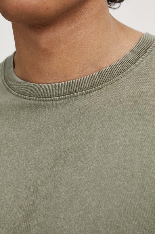 T-shirt bawełniany męski z efektem sprania kolor zielony RS24.TSM074 zielony