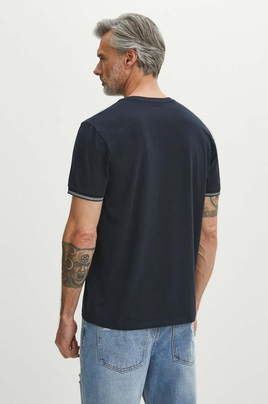 Odzież T-shirt bawełniany męski z domieszką elastanu gładki kolor granatowy RS24.TSM083 granatowy