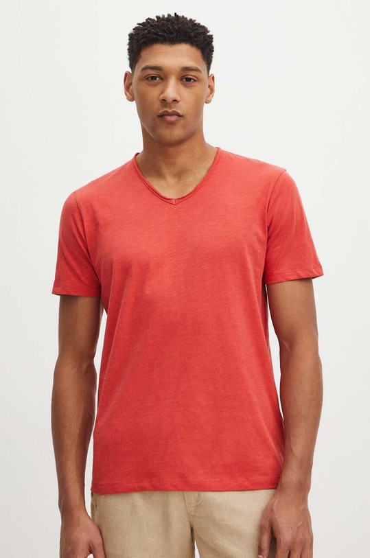 T-shirt bawełniany męski gładki kolor różowy RS24.TSM094 różowy RS24