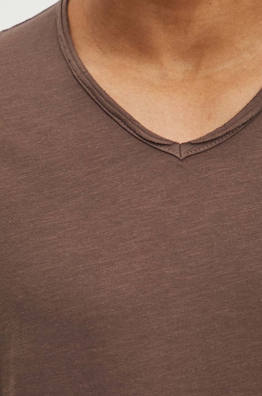 T-shirt bawełniany męski gładki kolor brązowy RS24.TSM094 brązowy