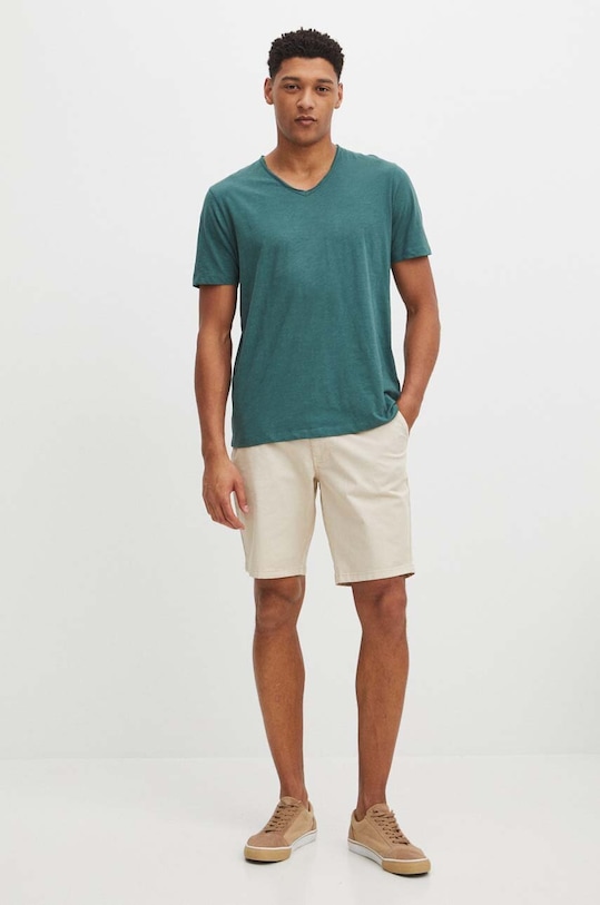 Bavlněné tričko zelená barva slim zelená RS24.TSM094