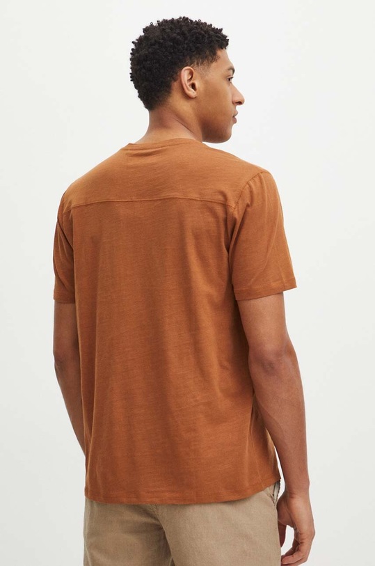 Odzież T-shirt bawełniany męski gładki kolor brązowy RS24.TSM095 brązowy