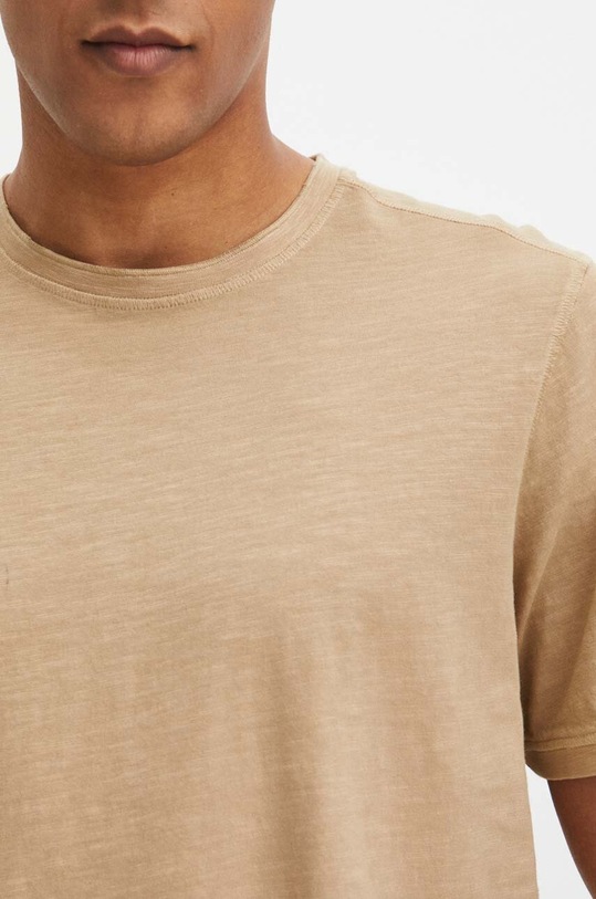 T-shirt bawełniany męski gładki kolor beżowy RS24.TSM096 beżowy