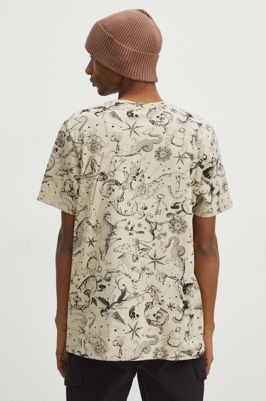 T-shirt bawełniany męski z kolekcji Zodiak kolor beżowy beżowy RS24.TSM151
