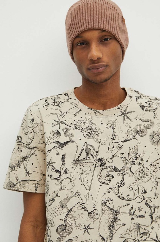 T-shirt bawełniany męski z kolekcji Zodiak kolor beżowy RS24.TSM151 beżowy
