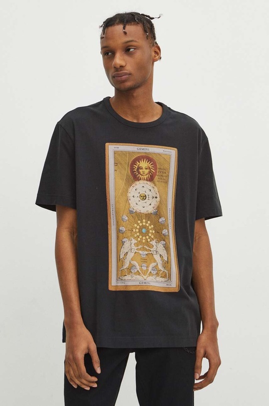 T-shirt bawełniany męski z kolekcji Zodiak - Bliźnięta kolor szary RS24.TSM153 szary RS24