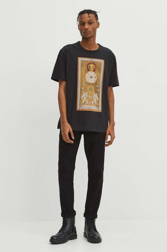 Odzież T-shirt bawełniany męski z kolekcji Zodiak - Bliźnięta kolor szary RS24.TSM153 szary