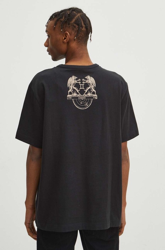 T-shirt bawełniany męski z kolekcji Zodiak - Bliźnięta kolor szary szary RS24.TSM153