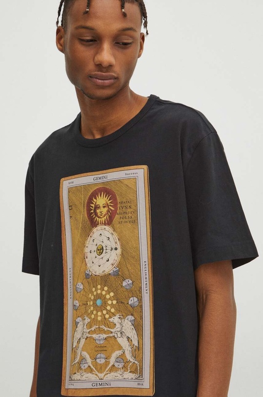 T-shirt bawełniany męski z kolekcji Zodiak - Bliźnięta kolor szary RS24.TSM153 szary